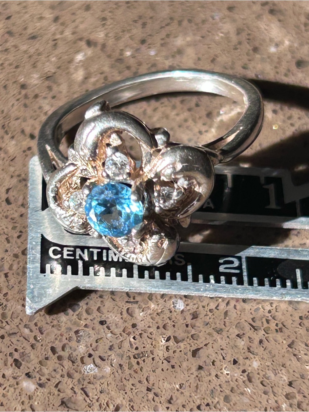 Vintage The Concorde Collection Blue Topaz Dolphin Ring 925 Silver SZ 8